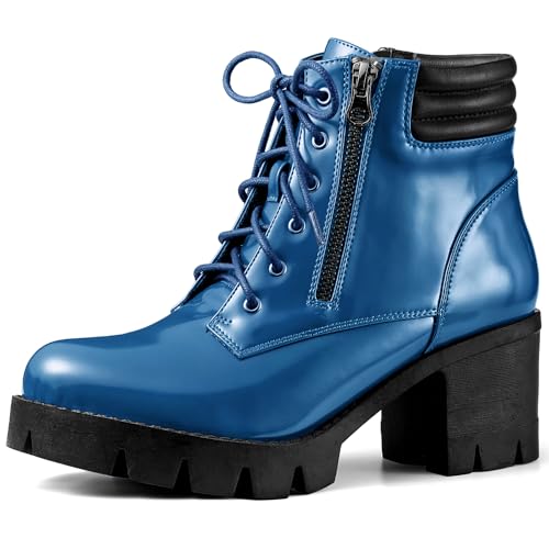 Bottes de combat léopard talons blocs lacets bottines femmes