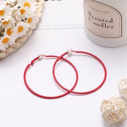 Dreuyet 9 Pairs 80S Neon Hoop Earrings for Women Retro Colorful Large Bright Hoop Lightweight Round Circle Earrings for 80's Costume Outfit Glow Dancing Party Accessory 5