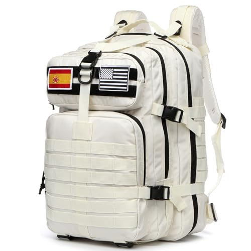 Gujoin Mochila Tática 50 Litros Con Sistema Molle - Gran Capacidad Militar Impermeable Para Emergencias De 3 Días Caza Senderismo Y Acampadas - Mochila Para Actividades Al Aire Libre Blanco Gujoin Mochila Tática 50 Litros Con Sistema Molle - Gran Capacidad Militar Impermeable Para Emergencias De 3 Días Caza Senderismo Y Acampadas - Mochila Para Actividades Al Aire Libre Blanco