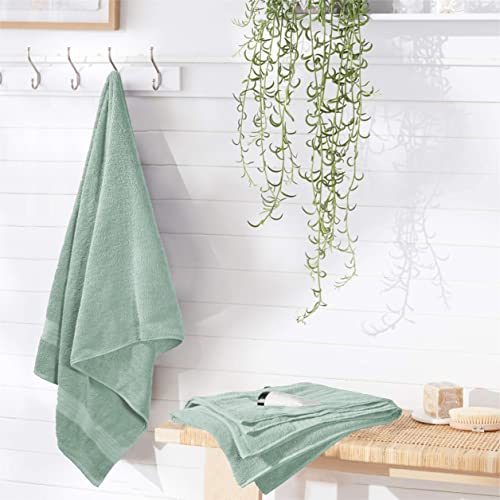 Glamburg Premium Cotton 4 Pack Bath Towel Set - 100% Pure Cotton - 4 Bath Towels 27X54 - Ideal For Everyday Use - Ultra Soft & Highly Absorbent - Sea Green #TOP1