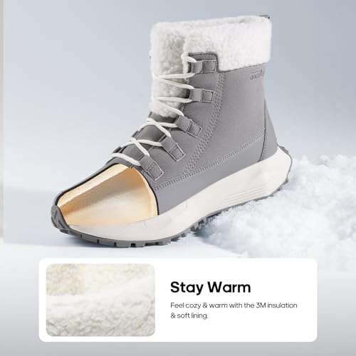 NORTIV 8 Women's Winter Boots Ankle Waterproof Lightweight Snow Sneaker Boots,Size 10,GREY,SNSB241W