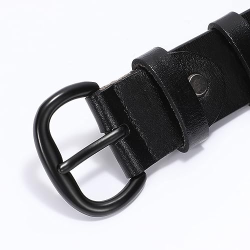 Image of WHIPPY Women Leather Belt for Jeans Pants Dresses Black Ladies Waist Belt with Pin Buckle