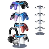 Bricok 4-Layer Rotating Aluminum Alloy Game Controller Stand - Compatible with PS5, Xbox, Switch Controllers,Headphone Stand Effortless Drill-Free Installation with Easy Adjustment