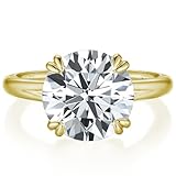 Bo.Dream Round Cut 5 Carat Cubic Zirconia Solitaire Engagement Rings for Women 14K Gold Plated Sterling Silver Wedding Band Size 6