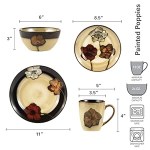   Pfaltzgraff-Painted-Poppies-16-Piece-Stoneware-Dinnerware-Set-Service-for-4-TanAssorted
