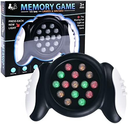 Educational Brain Teaser Memory Game,15 Key Handheld Memory Game with Light & Sound,2 Gaming Mode Electric Point Brainy Game for Adult & Kid,Brain Challenge for Boys & Girls Ages 3+