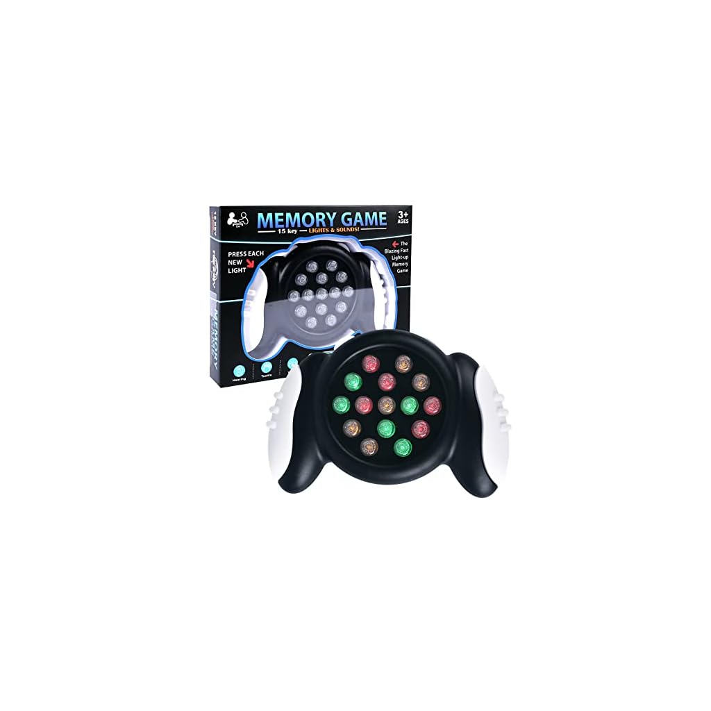 Educational-Brain-Teaser-Memory-Game15-Key-Handheld-Memory-Game-with-Light-Sound2-Gaming-Mode-Electric-Point-Brainy-Game-for-Adult-KidBrain-Challenge-for-Boys-Girls-Ages-3