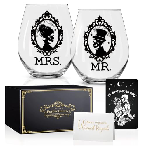 Perfectinsoy Skull Wine Glass 2 Piece with Gift Box, Zombie