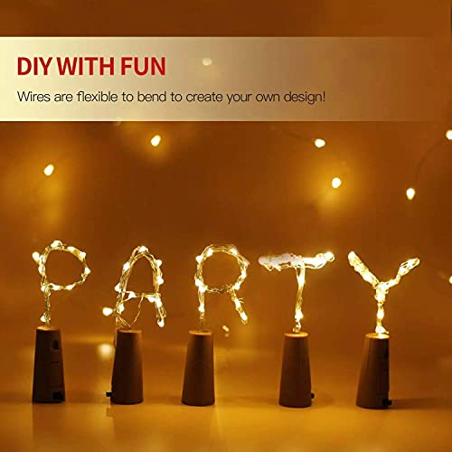 Image of Lexton 20 LED Wine Bottle Cork Lights Copper Wire String Lights (Warm White - Pack of 10)