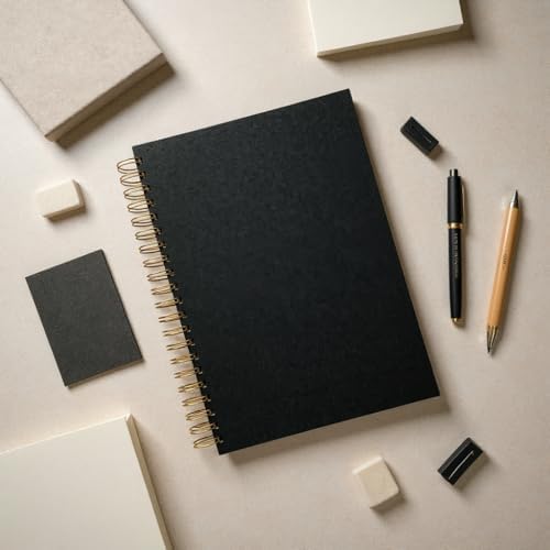 Fark Tanıtım Çizgili Spiralli Not Defteri, A4 Boyut (21x29,7 cm), 120 Yaprak (240 Sayfa), 90gr. Ivory Kağıt, Ofis İçin İdeal (Siyah) - Görsel 4