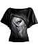 Dellytop Women Bat Sleeve Black Skull T Shirt Summer Top Tees