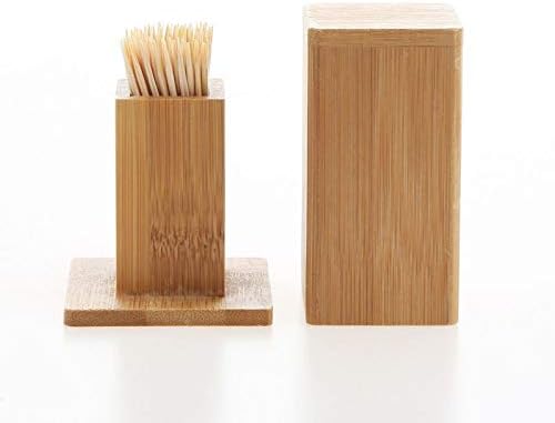 Bamboo Toothpick Box with Square Cover Tank Toothpick Holders Home Kitchen Tools Bamboo Toothpick Holder (1)