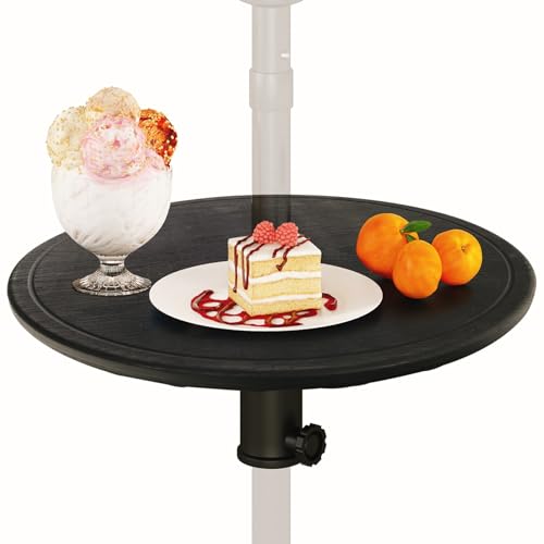 Giantex Umbrella Pole Table Tray - 20 Outdoor Side Table with 1.5 Umbrella Hole Height Adjustable Knob All-Weather PE Matrial for Patio Backyard Deck Garden Poolside Black