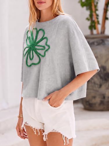Image of Cicy Bell Womens Oversized Short Sleeve Sweaters Tops Knit Fall Pullovers