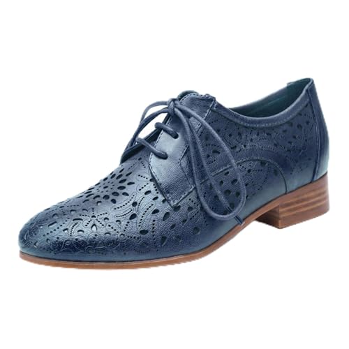 Image of Mona flying Women's Leather Perforated Lace-up Oxfords Brogue Derby Shoes