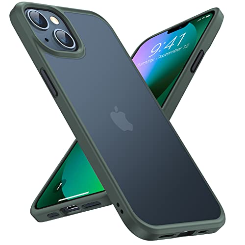 TORRAS Shockproof for iPhone 13/14 Case [Military Grade] Translucent Slim Protective 6.1" Alpine Green