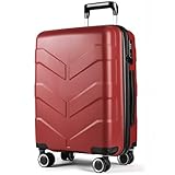 TILYMOL Hardside Carry On Luggage 22x14x9 Airline Approved with Spinner Wheels, Lightweight 20-inch Carry-On Suitcase for Women & Men, Red