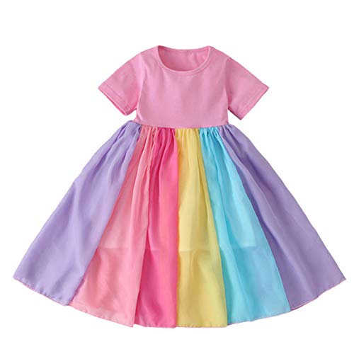 Baby Girls Rainbow Dress Toddler Princess Sleeveless Halter Beach Tutu Sundress (Rainbow 3, 12-18 Months)