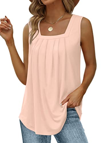 Saloogoe Summer Clothes for Teen Girls 2025 Vacation Outfits Flowy Tank Tops with Shorts Apricot XL