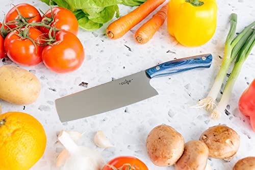 Middleton Made Knives Echo 6 Nakiri Knife - 6 Inch Chef Knife - Handmade Professional Chef Knife - Chefs Knife Made With Aeb-L Stainless Steel - Usa Made Nakiri Chef Knife - Great Chef Gifts - Blue #TOP5