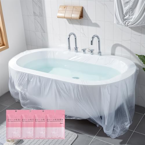 40 Pack Disposable Bathtub Liner 102 x 47 Large Size Bathtub Cover Liner Individual Pack Transparent Thickened Plastic Bathtub Bag for Traveling Household Hotel Salon Emergency Water Storage