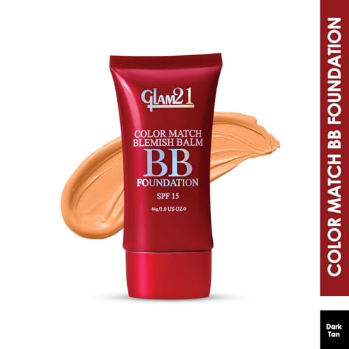Image of Glam 21 Color Match BB Cream Foundation SPF15 I Foundation & Sunscreen Blemish-free Glow | Non-cakey Daily Use | Non-greasy & Lightweight | Long-lasting Radiant Makeover| 46gm - 06 Dark Tan