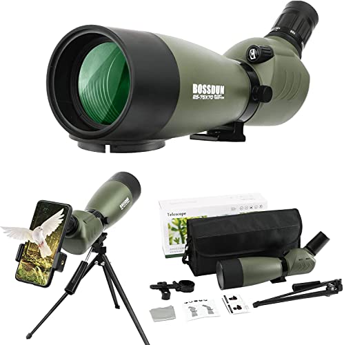 Actualisé 25-75x70mm Longue Vue Puissante avec Adaptateur Téléphonique de Trépied et Sac de Transport - HD BAK4 Prisme FMC Lens pour Chasse, Le tir à la Cible et l'observation des Oiseaux