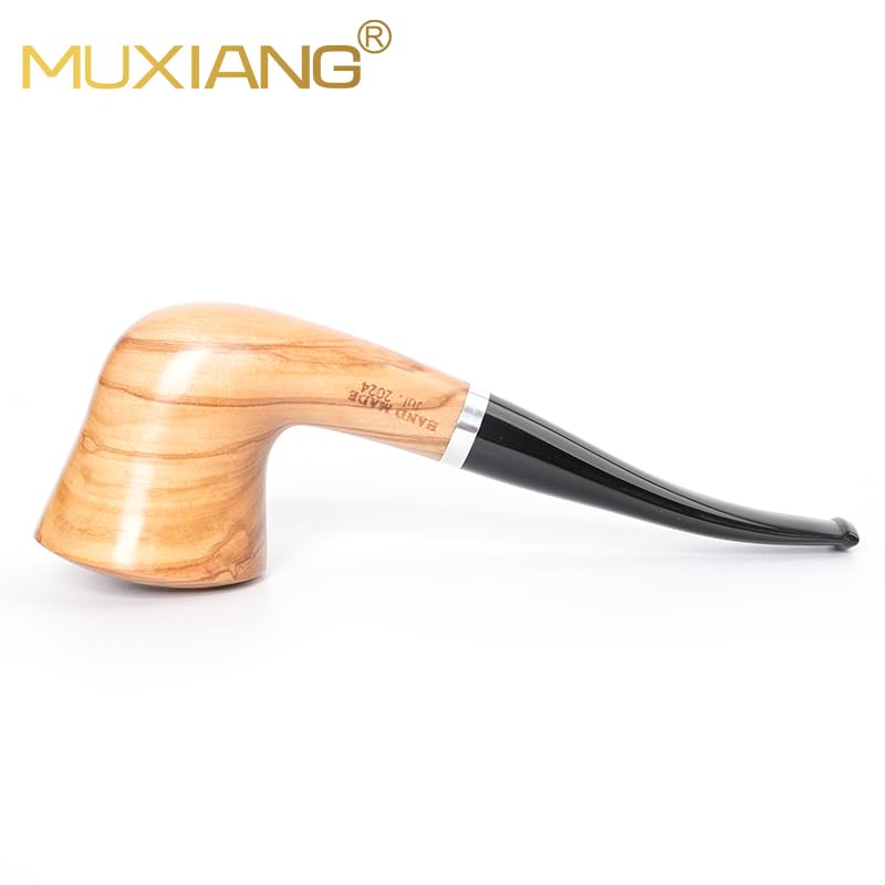 MUXIANG Handgefertigte Tabakpfeife aus Olivenholz, einzigartige Holzröhren, AB0006