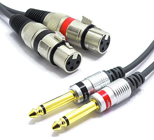 Câble Double XLR Femalle vers 2x Jack 6.35mm Mono 3m VITALCO Audio Adaptateur Mâle Jack 6.35 TS vers Prise 3 Broches Connecteur XLR Câble de Connexion Microphone Audio Cover