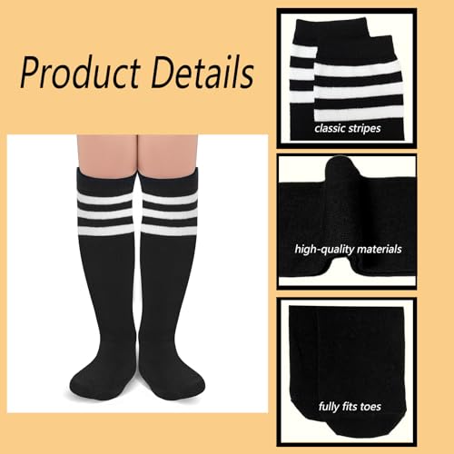 3 Pack Toddler Soccer Socks Kids Boys Soccer Socks Striped Baseball Softball Knee High Sock for Boys Girls2