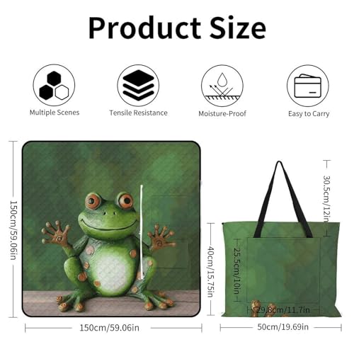 Couverture de plage motif grenouille pliable pour camping et voyages - 4