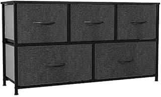 YITAHOME Chest of Drawers, Cationic Fabric 5-Drawer Storage Organizer Unit for Bedroom Living Room Closet, Sturdy Steel Frame, Easy Pull Fabric Bins & Wooden Top, Fabric Dresser