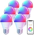 Linkind Color Changing Smart WiFi Light Bulbs, Work with Alexa & Google Home, A19 E26 Dimmable RGBTW Bulbs, No Hub Needed, 800 Lumen, 2.4Ghz WiFi, 6 Pack