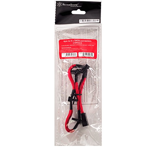 Image of Silverstone PP07-BTSR Sleeved Extension Power Supply Cable with 1 x 4-Pin to 4 x SATA Connectors PP07-BTSR-x