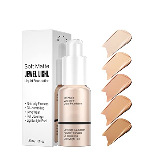 Base Líquida,Base de 30 ml,maquillaje Base,base de cobertura total para la cara, corrector de control de aceite mate líquido, crema impecable suave de larga duración (103# Warm Peach) Cover