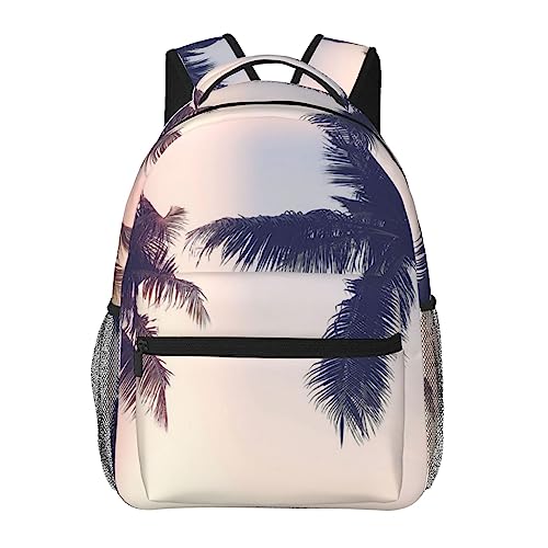 Sac à dos imprimé arbres et soleil noir pour ordinateur portable homme et femme