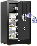 7.8 Cu Ft Biometric Safe for Home Office, Large Heavy Duty Safe Box with Fingerprint & Keypad, Document Safe with Hidden Compartment, Anti-Theft Alarm, Fireproof Bag