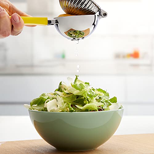 House Lab 2-In-1 Kitchen Lemon Juicer & Zester - Yellow - Manual Citrus Squeezer & Grater - Heavy-Duty Metal W/ Soft Touch Grip - Compact For Easy Storage - Seed & Pip Catcher To Avoid Mess - Bar Tool #TOP2
