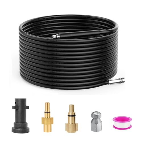 Stone Banks 10m Déboucheur de canalisations pour Nettoyeur Haute Pression Kärcher/Bosch/Lavor, Sonde de débouchage pour Kärcher K2 K3 K4 K5 K7, Bosch AQT, Lavor etc 180Bar 60°C