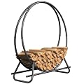 YSEJOMP Outdoor Firewood Circle Rack- Metal Pipe Ring,Sturdy & Durable Firewood Holder for Indoor/Outdoor Use,Space-Saving Design for Fireplace,Campfire or Backyard Storage (40 inch diameter circle)