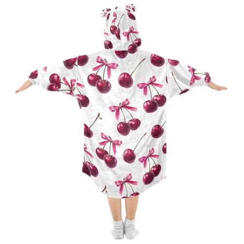 Couverture à capuche surdimensionnée fille rose coquelicots cerises