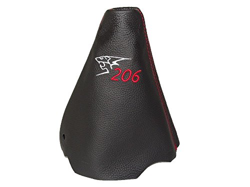 The Tuning-Shop Ltd Palanca de Cambios Negro Piel Logo Bordado de Punto de Color Rojo