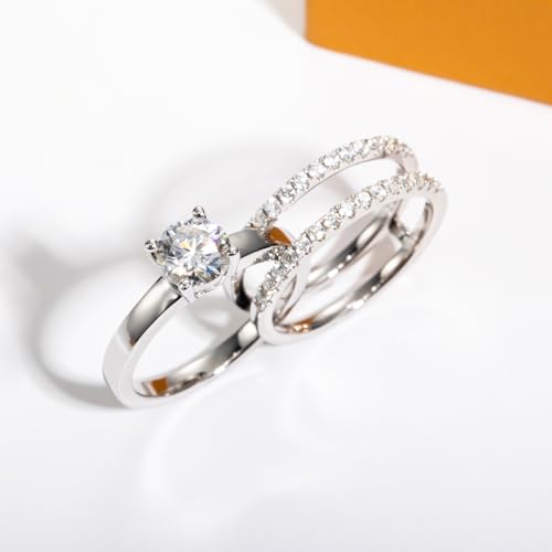 AimiIee Moissanite Engagement Rings Wedding Band 1.45cttw D Color VVS1 Clarity Round Brilliant Cut S925 Sterling Silver Wedding Rings Bridal Sets for Women with Certificate Size 6 by AimiIee - Image 6