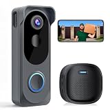 Video Doorbell Wireless Camera , 2K HD No Subscription Smart Door Bells Camera, PIR Motion Detection, Night Vision, 2-Way Audio, Battery Powered, Support SD Card/Cloud , 2.4G WiFi, Works with Alexa