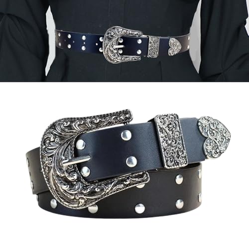 Edgy Waist Belt Punk Edgy Chain Heavy Duty Carving Buckle Dark Retro Waistband Waist Jewelry Studded Belt2
