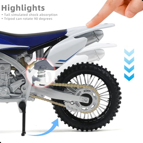 Image of 1:12 Dirt Bike Model Compatible with Yamaha YZ450F Blue