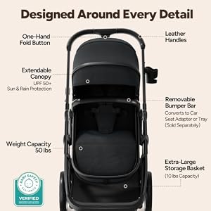 Mompush Wiz 2-in-1 Bassinet Stroller Reversible Seat, One-Hand Fold, Black — photo 3 of 6