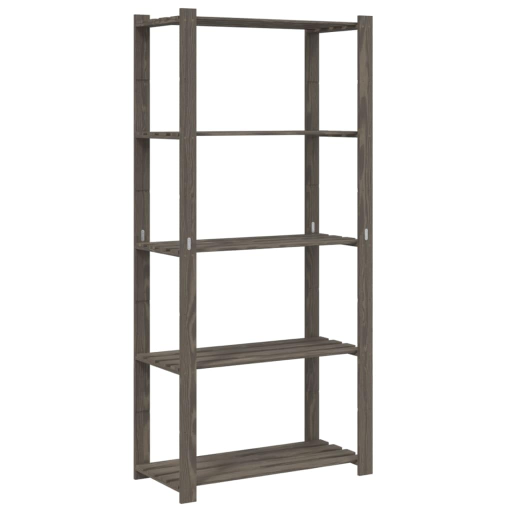 LAPOOH Estantería de 5 Niveles Madera Maciza Pino Gris 80x38x170 cm, Estanterias Almacenaje, Estanterias Trastero, Estanterias para Garaje, Estantes para Herramientas, Estanteria Almacen - SPU:373385