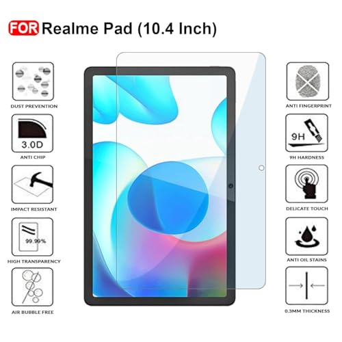 Image of compatible with Realme Pad 10.4 inch Tempered Glass Screen Protector Guard Full Screen Coverage Edge to Edge with Easy Installation kit | Anti-Scratch & Smudge Proof | 10.4 inch