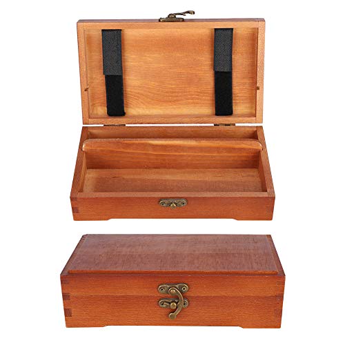 Image of Zunate Art Supply Wooden Storage Box with Locking Clasp for Pastels, Pencils, Pens, Markers, Brush